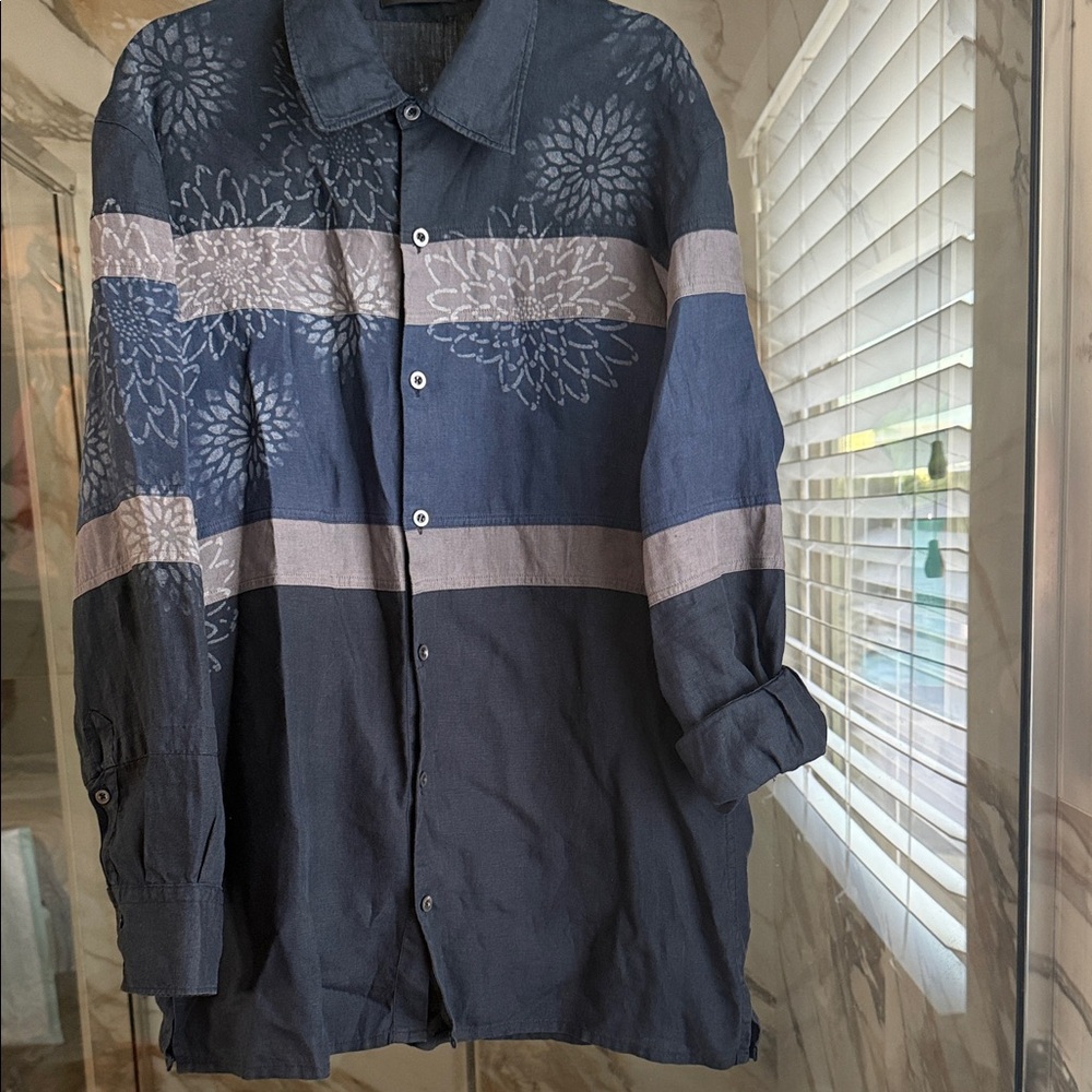Men's Navy Floral Shirt Jacket